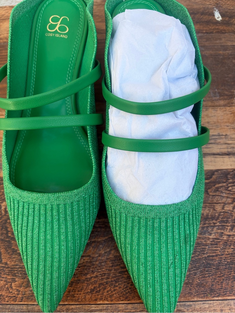 Cosy Island Green Pointed Toe Flats Women’s Size 8 - Picture 7 of 16